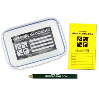 Official Small Geocache with Logbook and Pencil - Urban Camo