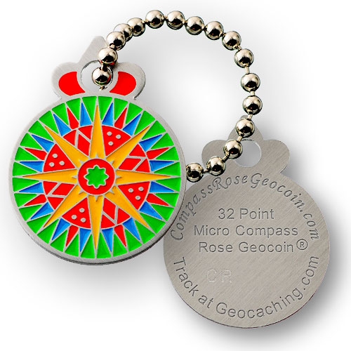 Micro Compass Rose Geocoin - 32 Point