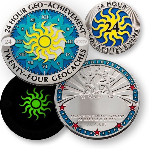 24 Hour - 24 Caches Geo Achievement Award Set