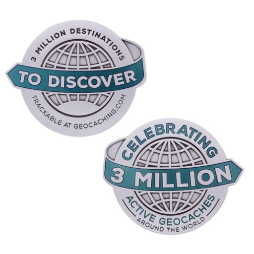 3 Million Geocaches Geocoin- Antique Silver