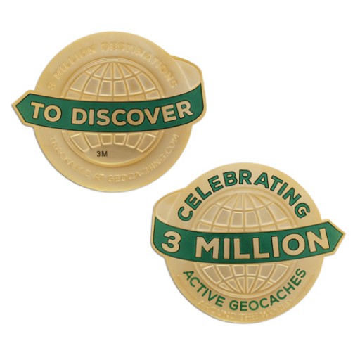 3 Million Geocaches Geocoin- Gold