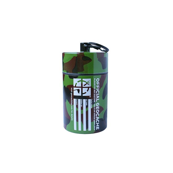 Small Cylinder Geocache - Dark Camo