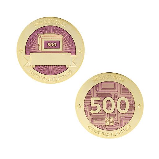 Milestone Geocoin and Tag Set - 500 Finds